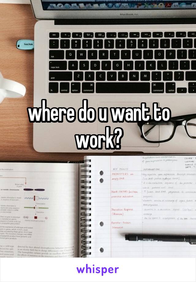 where do u want to work?
