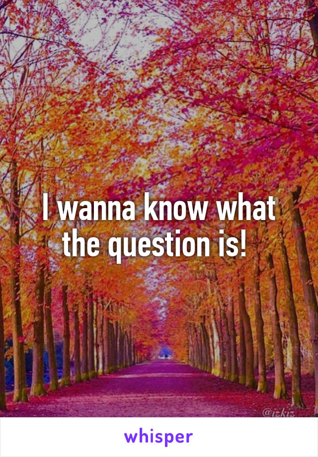 I wanna know what the question is! 