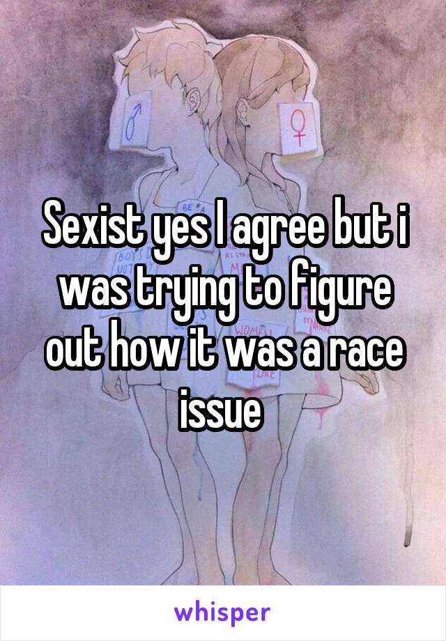 Sexist yes I agree but i was trying to figure out how it was a race issue 