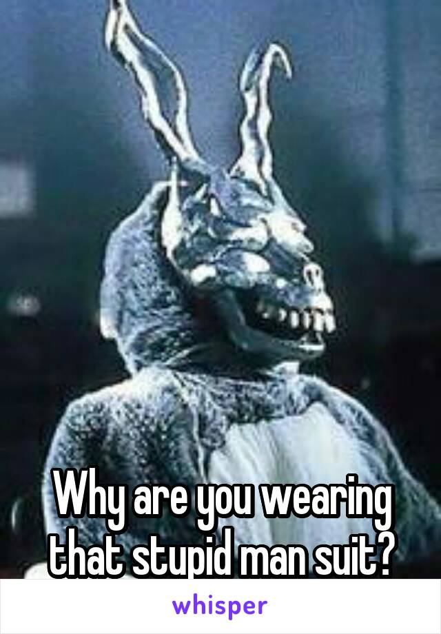 






Why are you wearing that stupid man suit?
