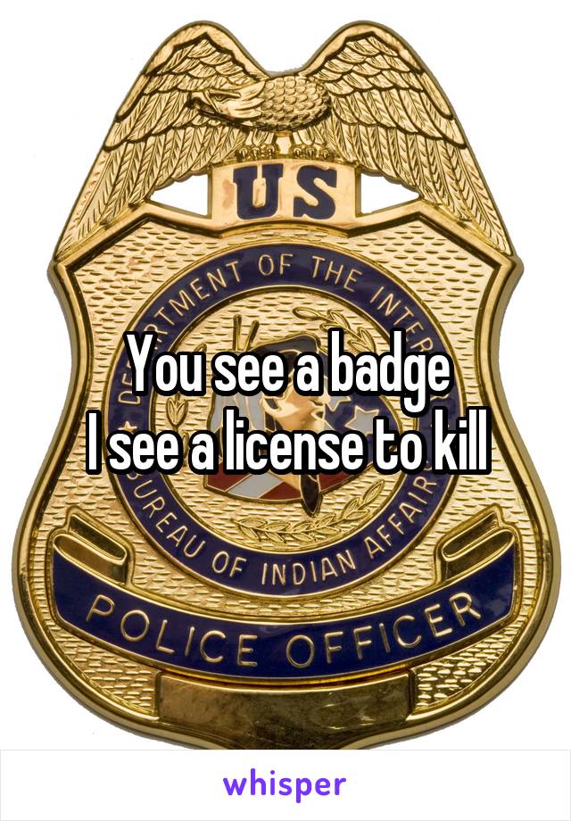 You see a badge
I see a license to kill