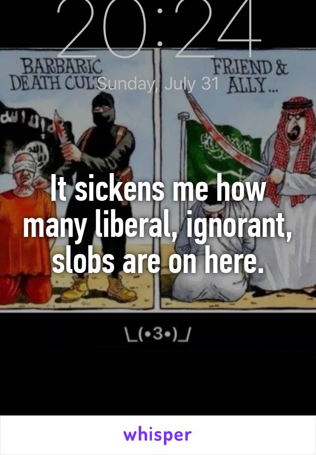It sickens me how many liberal, ignorant, slobs are on here.