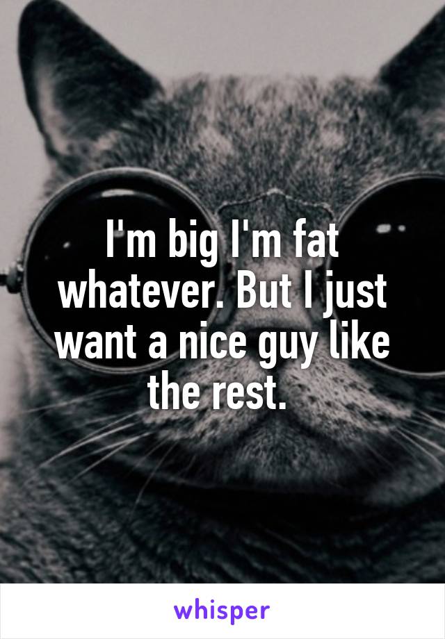 I'm big I'm fat whatever. But I just want a nice guy like the rest. 