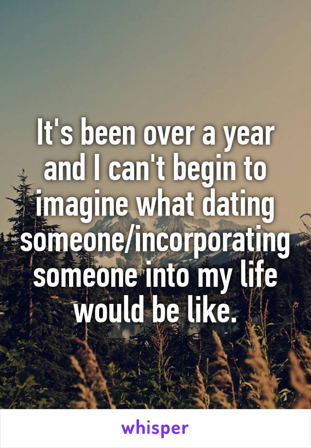 It's been over a year and I can't begin to imagine what dating someone/incorporating someone into my life would be like.