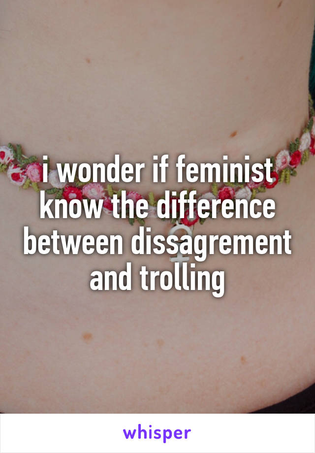 i wonder if feminist know the difference between dissagrement and trolling