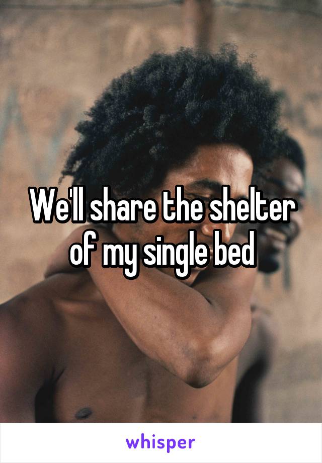 We'll share the shelter of my single bed