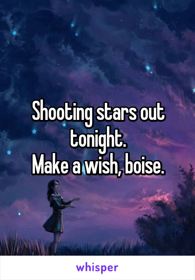 Shooting stars out tonight.
Make a wish, boise.