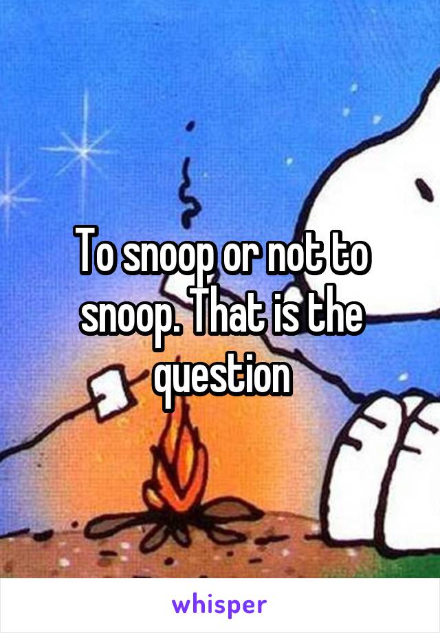 To snoop or not to snoop. That is the question