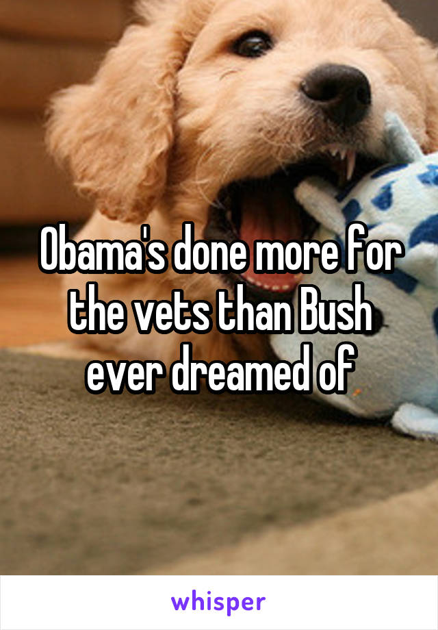 Obama's done more for the vets than Bush ever dreamed of