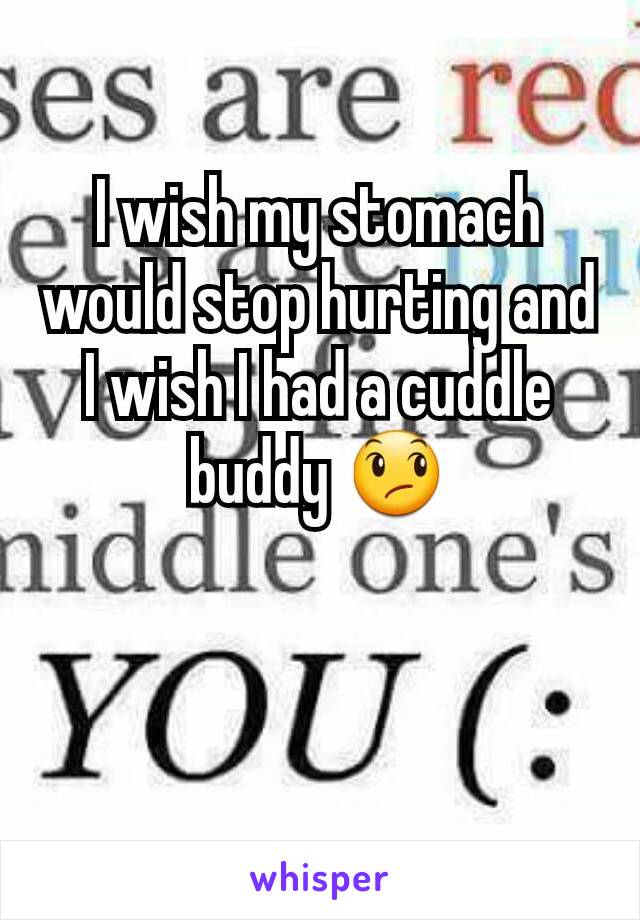 I wish my stomach would stop hurting and I wish I had a cuddle buddy 😞