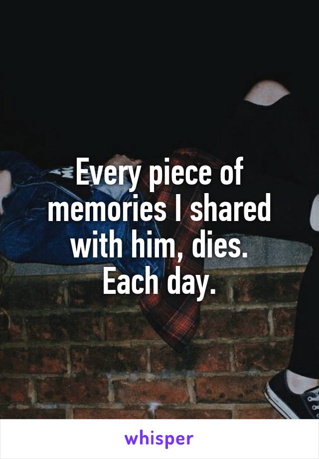 Every piece of memories I shared with him, dies.
Each day.