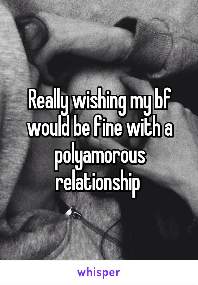 Really wishing my bf would be fine with a polyamorous relationship 