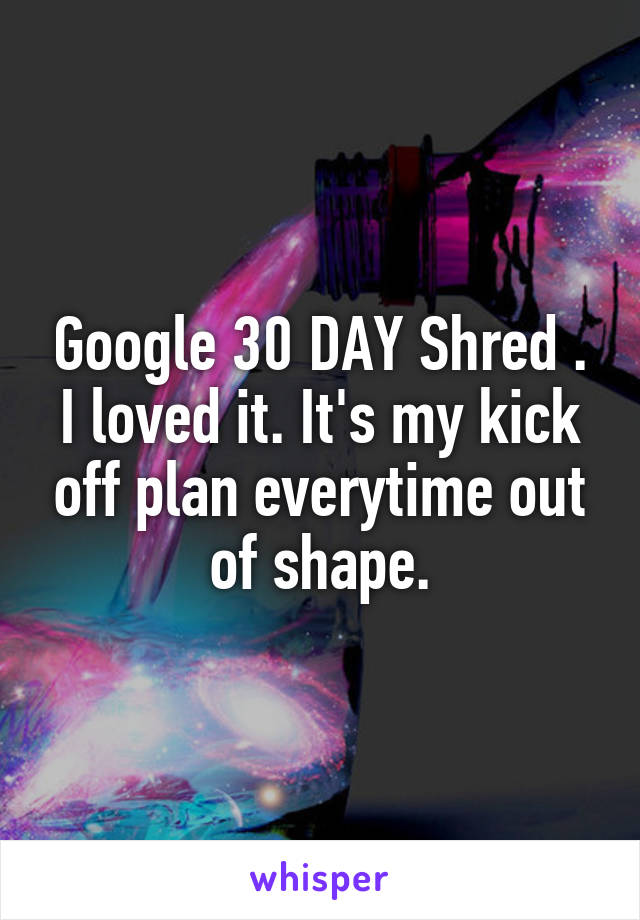 Google 30 DAY Shred . I loved it. It's my kick off plan everytime out of shape.