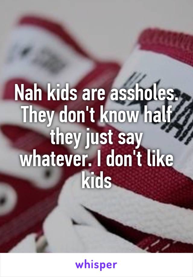 Nah kids are assholes. They don't know half they just say whatever. I don't like kids