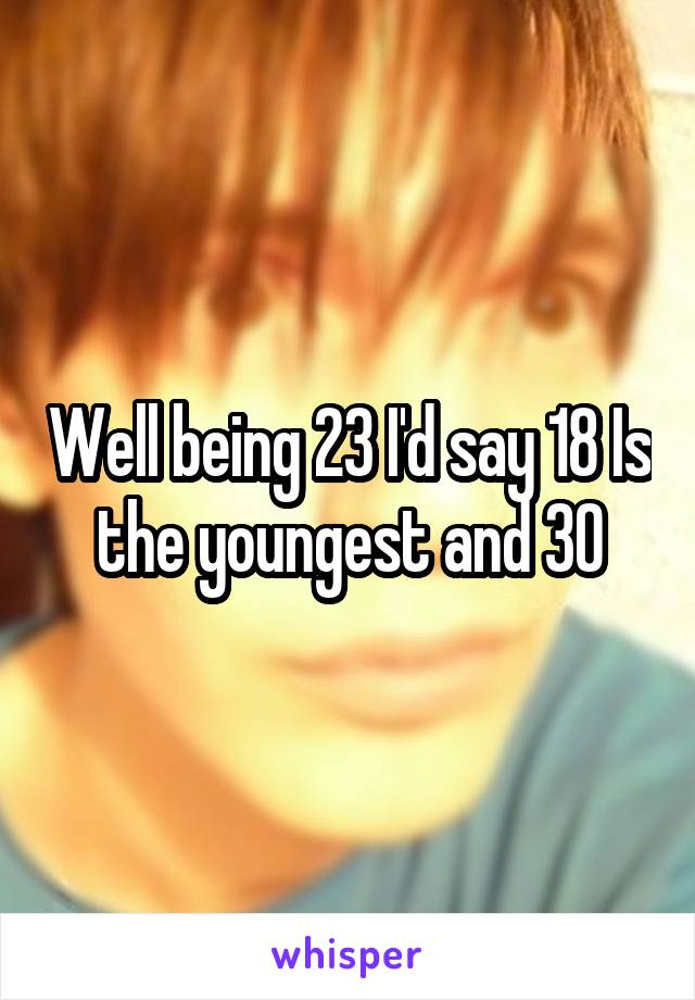 Well being 23 I'd say 18 Is the youngest and 30
