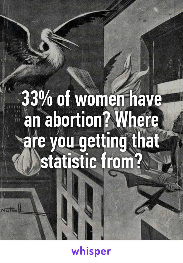 33% of women have an abortion? Where are you getting that statistic from?