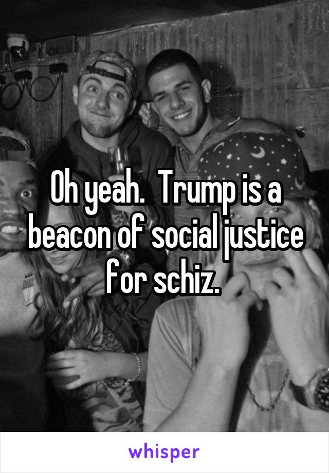 Oh yeah.  Trump is a beacon of social justice for schiz. 