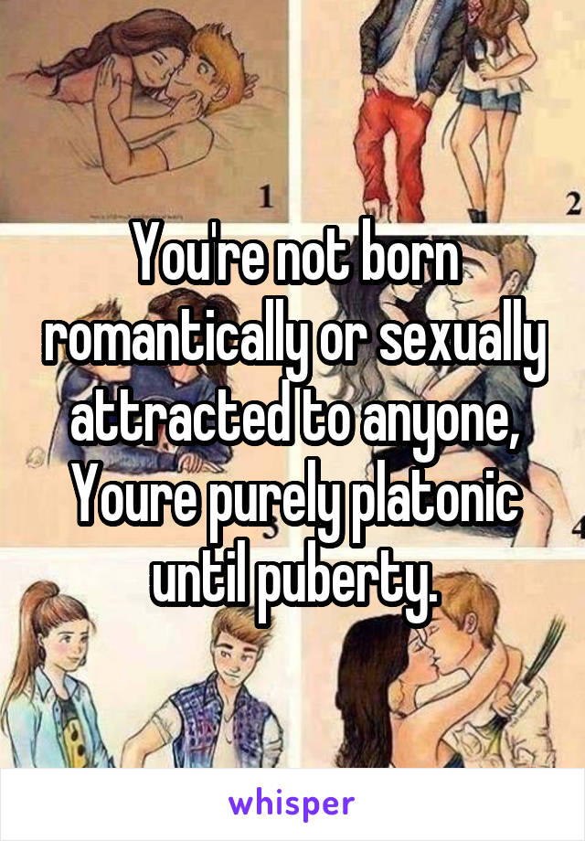 You're not born romantically or sexually attracted to anyone, Youre purely platonic until puberty.