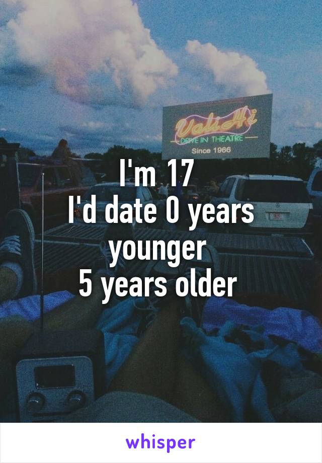 I'm 17 
I'd date 0 years younger 
5 years older 