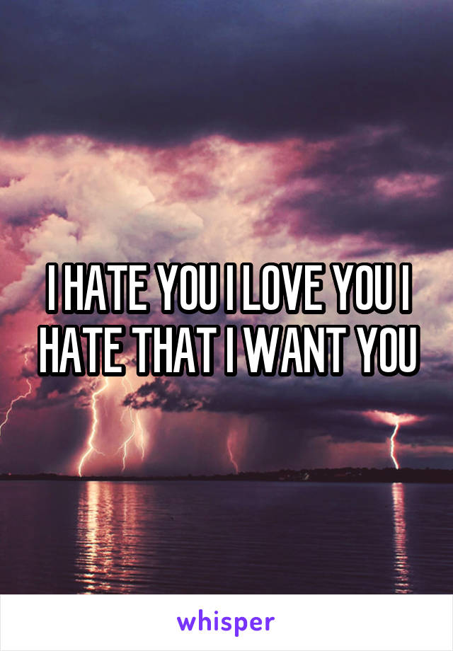I HATE YOU I LOVE YOU I HATE THAT I WANT YOU