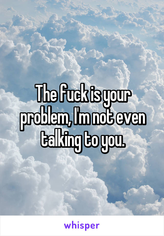 The fuck is your problem, I'm not even talking to you.