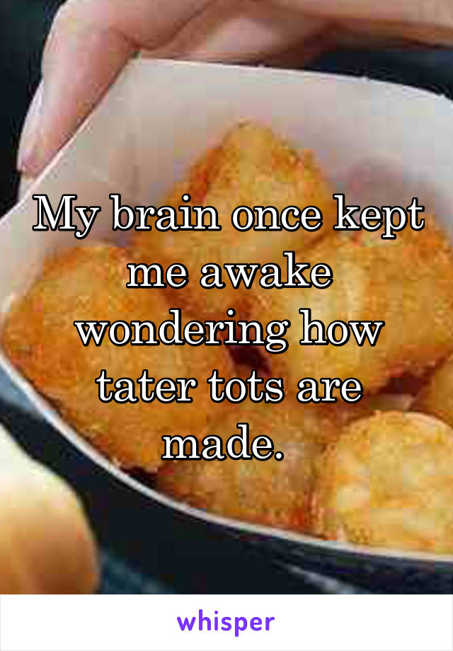 My brain once kept me awake wondering how tater tots are made. 