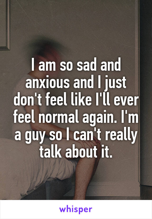 I am so sad and anxious and I just don't feel like I'll ever feel normal again. I'm a guy so I can't really talk about it.