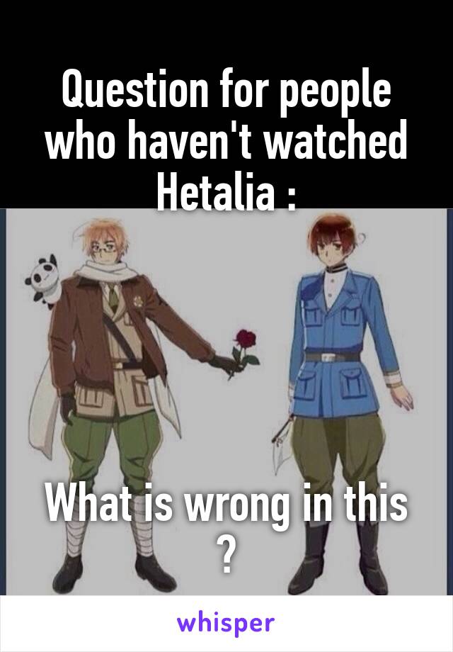 Question for people who haven't watched Hetalia :





What is wrong in this ?