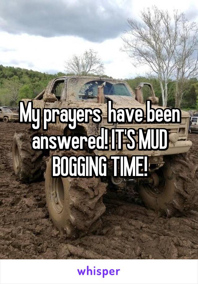 My prayers  have been answered! IT'S MUD BOGGING TIME!