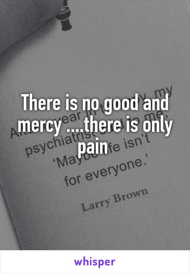 There is no good and mercy ....there is only pain 
