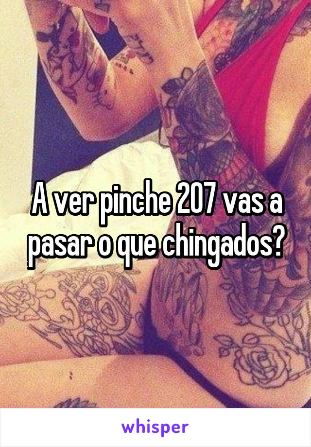 A ver pinche 207 vas a pasar o que chingados?