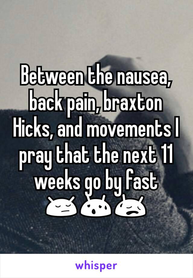 Between the nausea, back pain, braxton Hicks, and movements I pray that the next 11 weeks go by fast 😔😰😥