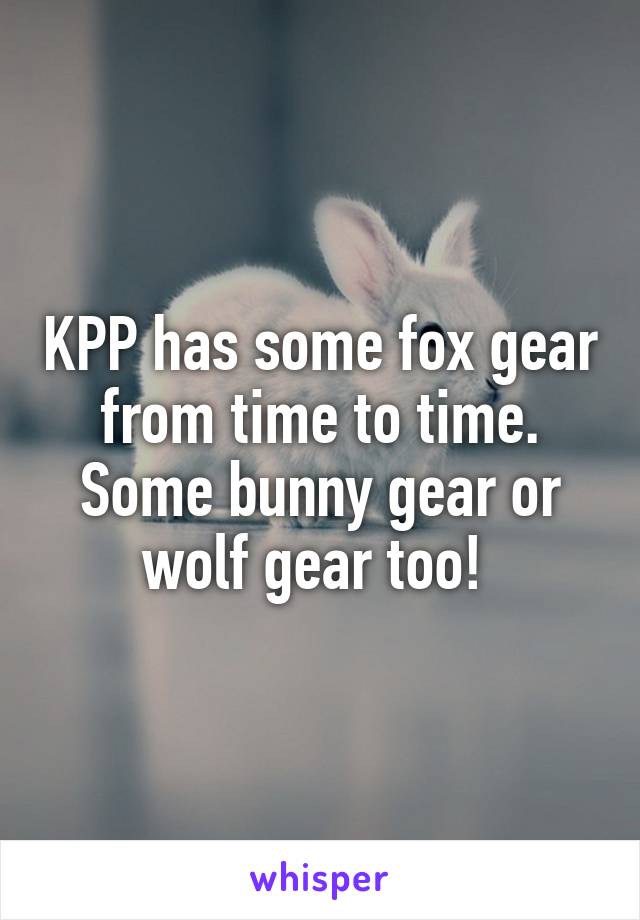 KPP has some fox gear from time to time. Some bunny gear or wolf gear too! 