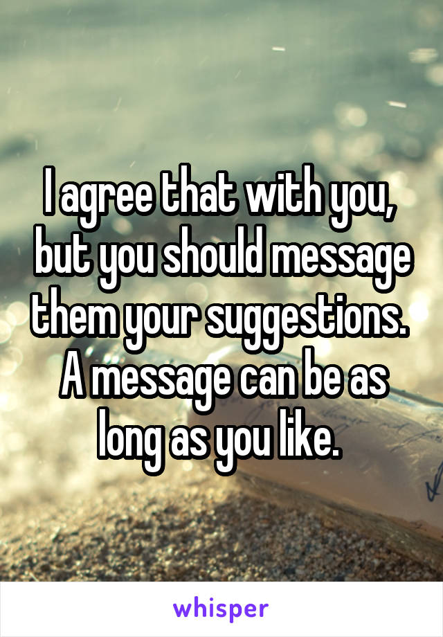 I agree that with you,  but you should message them your suggestions.  A message can be as long as you like. 