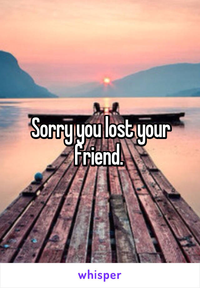 Sorry you lost your friend. 