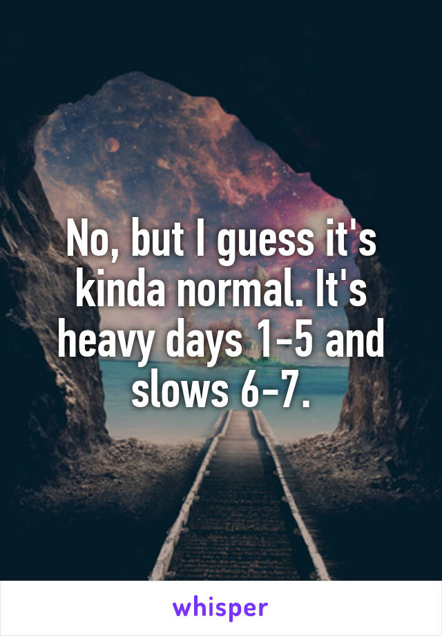 No, but I guess it's kinda normal. It's heavy days 1-5 and slows 6-7.