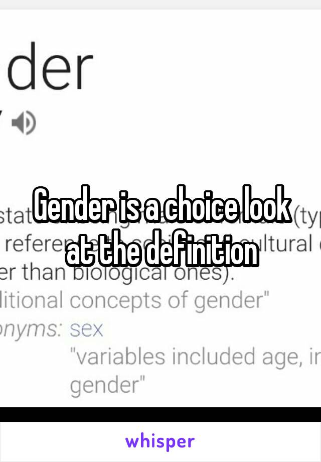 Gender is a choice look at the definition