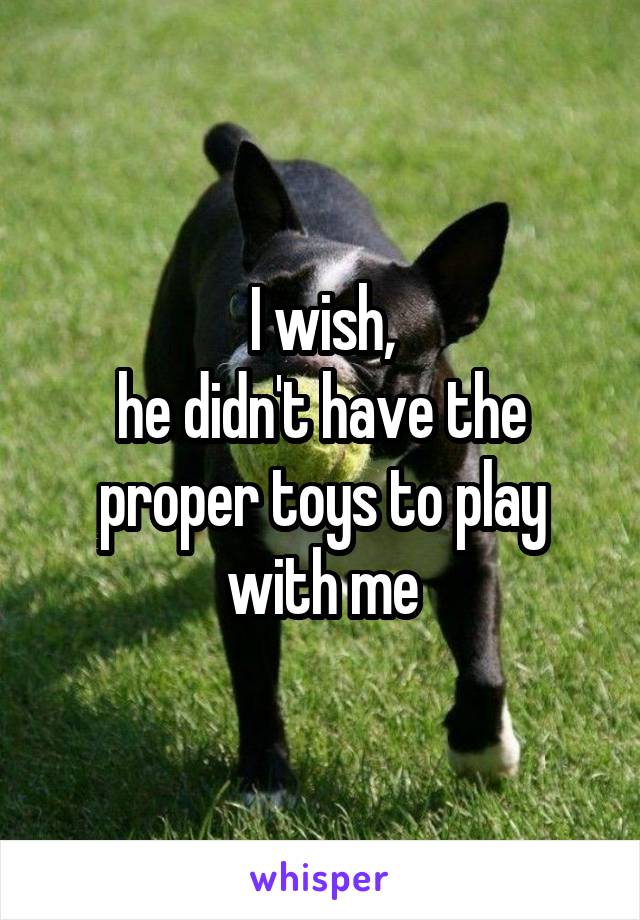 I wish,
he didn't have the proper toys to play with me