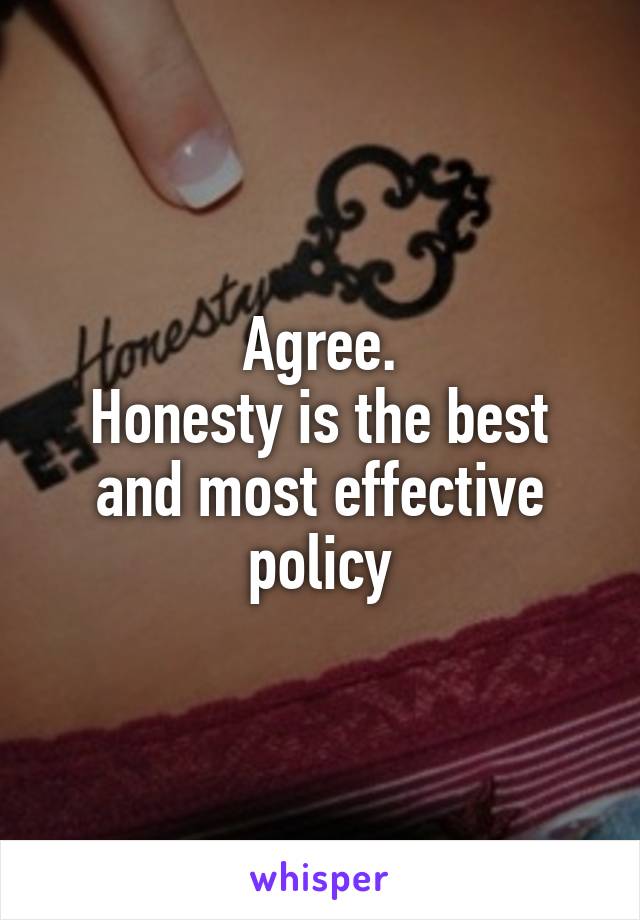 Agree.
Honesty is the best and most effective policy