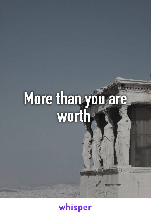 More than you are worth 