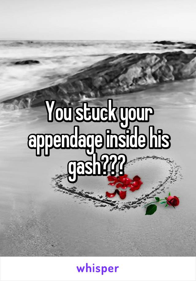 You stuck your appendage inside his gash??? 