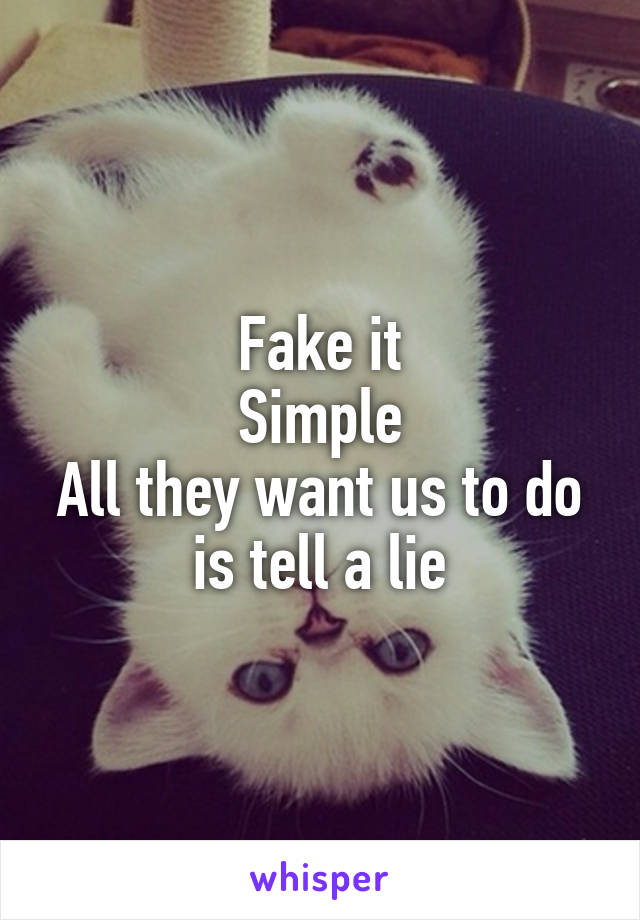 Fake it
Simple
All they want us to do is tell a lie