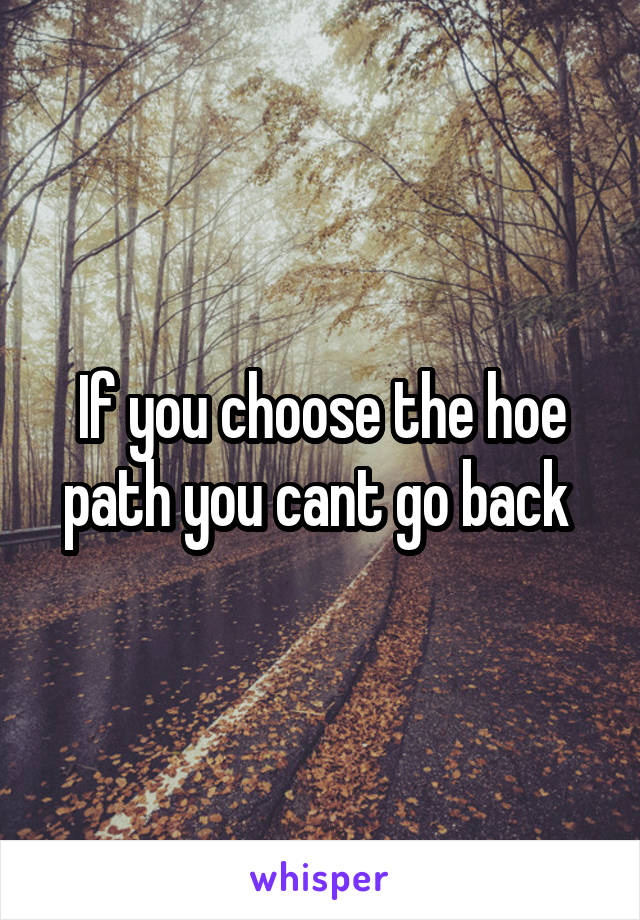 If you choose the hoe path you cant go back 