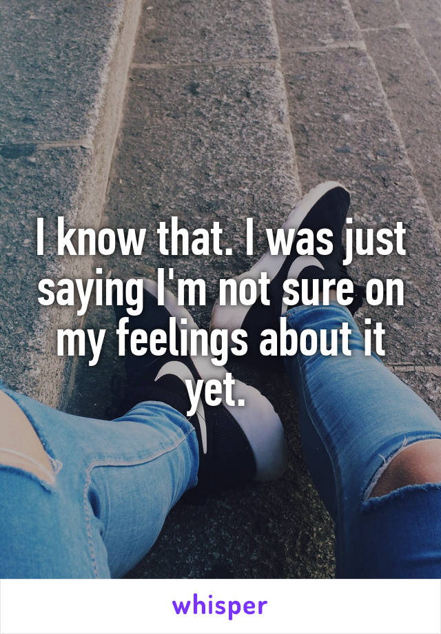 I know that. I was just saying I'm not sure on my feelings about it yet. 