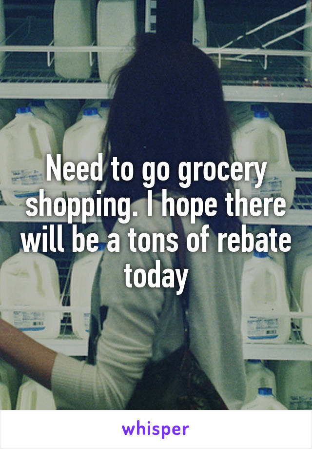 Need to go grocery shopping. I hope there will be a tons of rebate today