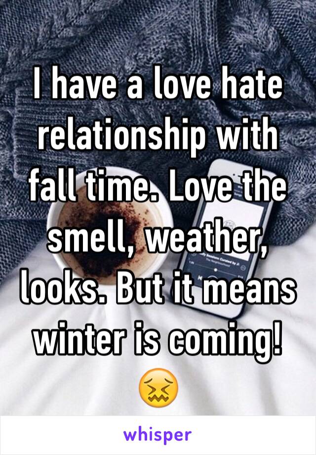 I have a love hate relationship with fall time. Love the smell, weather, looks. But it means winter is coming! 😖