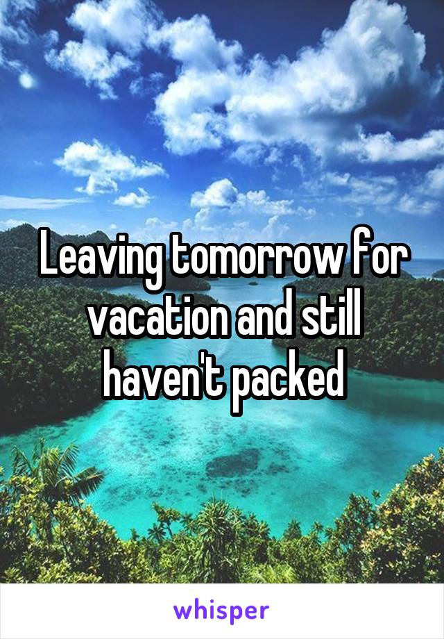 Leaving tomorrow for vacation and still haven't packed