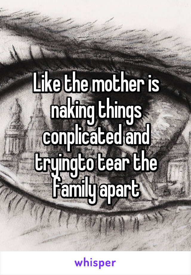 Like the mother is naking things conplicated and tryingto tear the family apart