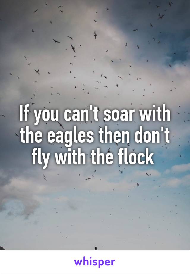 If you can't soar with the eagles then don't fly with the flock 
