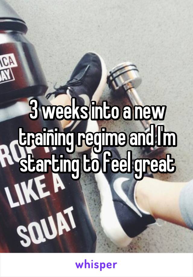 3 weeks into a new training regime and I'm starting to feel great